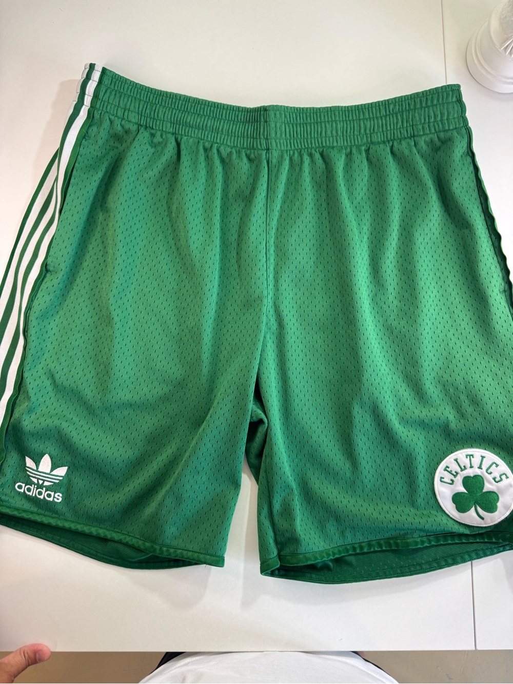 Adidas Originals Boston Celtics NBA Mesh Basketball Shorts Green White Men’s 2XL